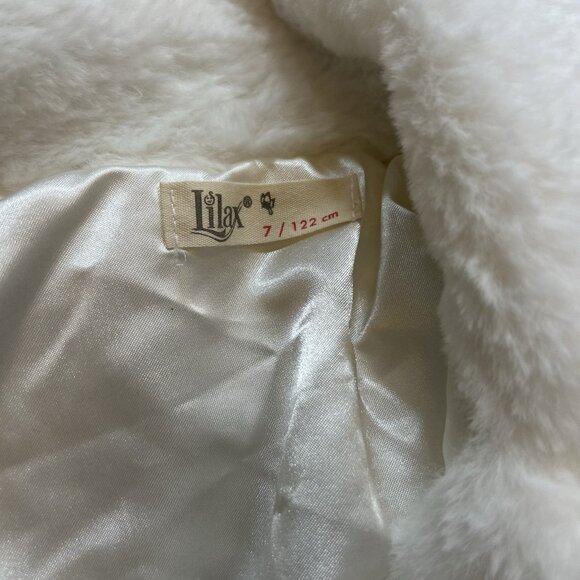 LIlax Girls 7 white Faux Fur Jacket coat formal open front teddy chunky soft - Picture 6 of 6